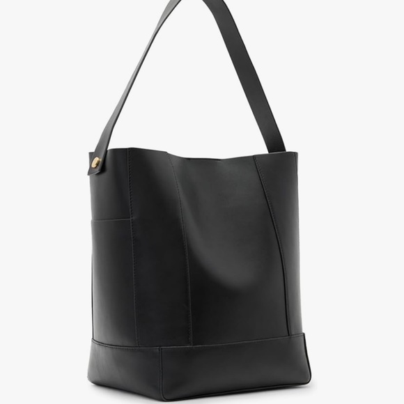 All Saints Black Leather Tote with Gold Zipper - Picture 8 of 11